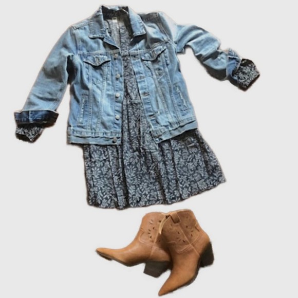 Old Navy Leaf Split Neck Long Sleeve Shirt Dress Gray & White, EUC -Size XS - Picture 7 of 10